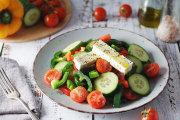 Traditional Greek salad on the plate	