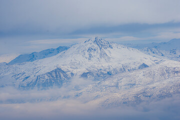 Fototapeta na wymiar Snowy mountain in the famous highlands of Iraq, Kurdistan Region, Mount Korek