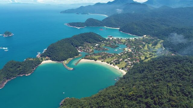 Paraty Beach Brazil. Travel scene of summer beach landscape. Outdoor tropical environment. Vacation travel. Relaxation scenery.
