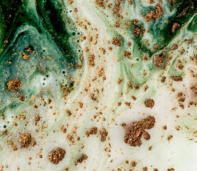 GREEN FOREST. Treasury of art. Swirls of marble. Abstract fantasia with golden powder. Extra special and luxurious- ORIENTAL ART. Ripples of agate. Natural luxury.