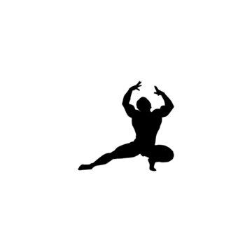 vector image with bodybuilder, poses icon silhouette