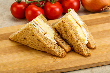 Club sandwich with chicken and cheese