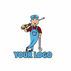 Repair service man vector logo design