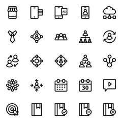 Outline icons for digital marketing.