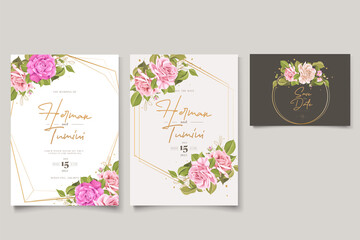 hand drawn watercolor floral wedding card set