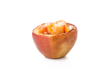 Tasty baked apple isolated on white background