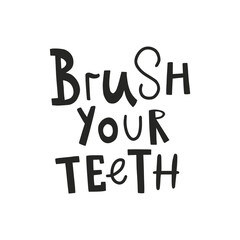 vector cute hand lettering brush teeth text