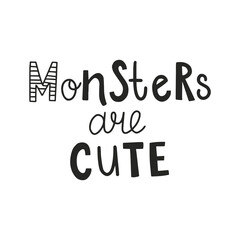 vector cute hand lettering monsters cute text