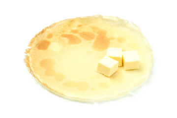Crepes with butter isolated on white background