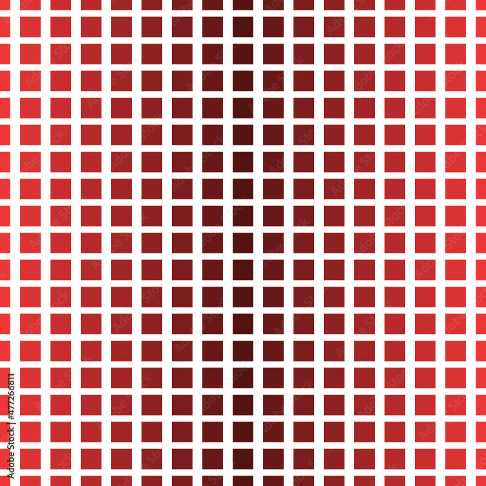 Poster Red tiles spaced apart, seamless squares. Red to dark red in the center, gradient tiles in vector.