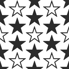Obraz premium Black and white stars seamless type. Vector simple pattern with stars.