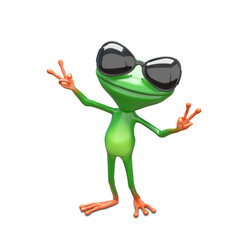 3D Illustration Frog Wearing Sunglasses Triumphs