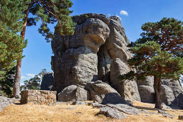 Fototapeta na wymiar Castroviejo Natural Park, with natural rock formations, in Soria province
