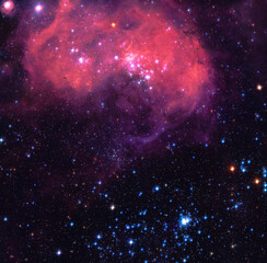 starry night sky. red nebula galaxy in space