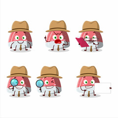 Detective pufflettes gummy candy cute cartoon character holding magnifying glass