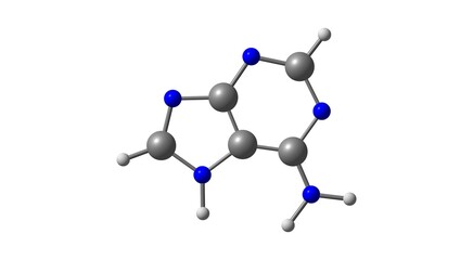 Adenine molecular structure isolated on white