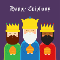 Vector illustration of Epiphany, christian festival, three wise men