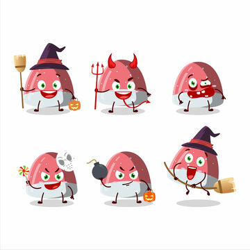 Halloween expression emoticons with cartoon character of pufflettes gummy candy