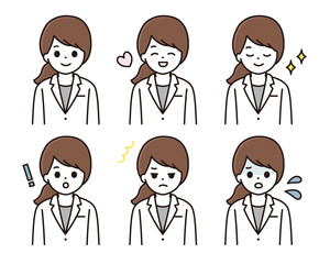 薬剤師 医師 女性 表情セット