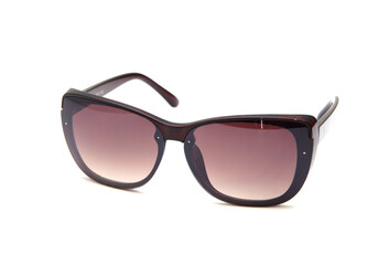 Fashionable sunglasses for women. burgundy glass. beautiful form. on white isolated background.