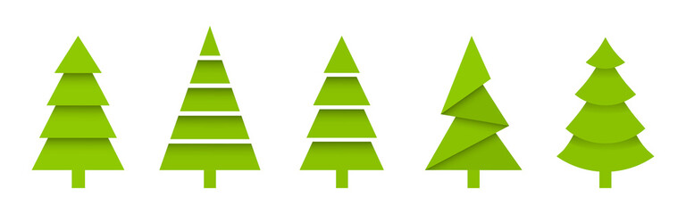 Fototapeta premium Christmas tree icon set. New Year decoration. Vector line icon for Business and Advertising