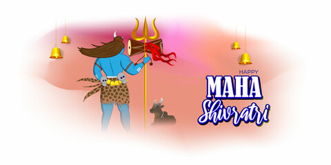 Fototapeta na wymiar Vector illustration of sticker for Hindu festival Maha Shivratri with text Om Namah Shivaya meaning adoration to Shiva
