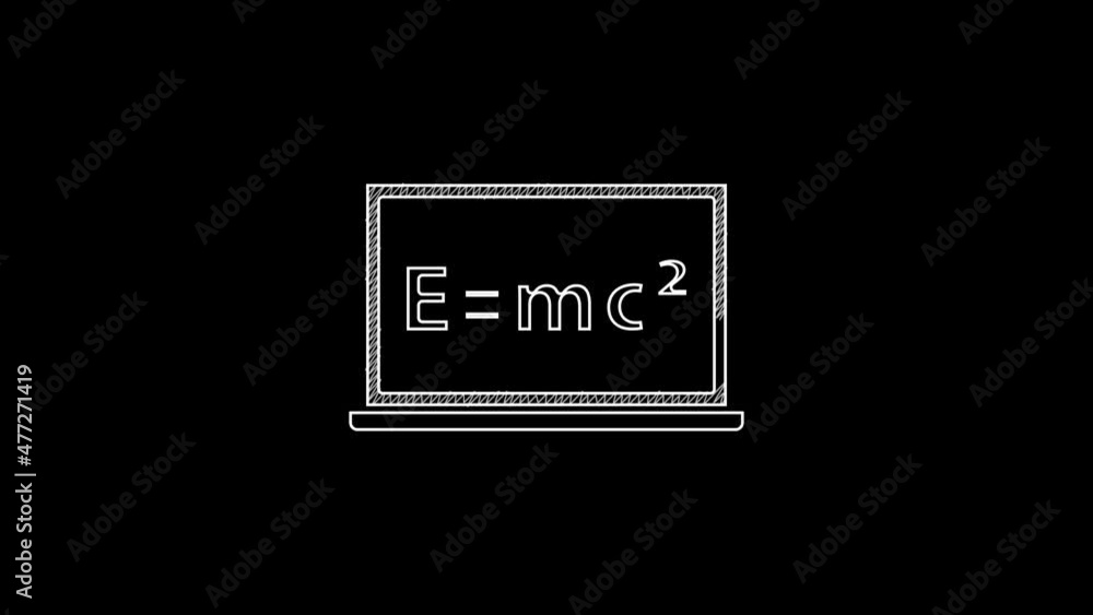 Poster white line math system of equation solution on chalkboard icon isolated on black background. e equal