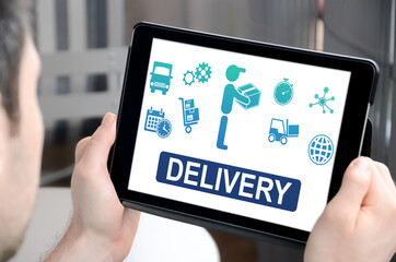 Delivery concept on a tablet