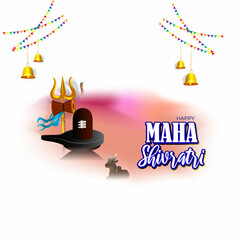 Vector illustration of sticker for Hindu festival Maha Shivratri  with text Om Namah Shivaya meaning adoration to Shiva