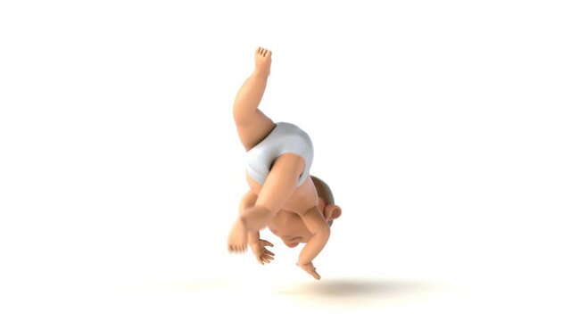 Fun 3D cartoon baby dancing on hip hop