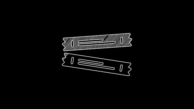 White line Sugar stick packets icon isolated on black background. Blank individual package for bulk food products as coffee, salt, spices. 4K Video motion graphic animation