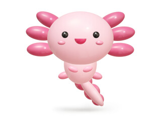 Obraz na płótnie Canvas cartoon 3D illustration of Cute Oxolotl.