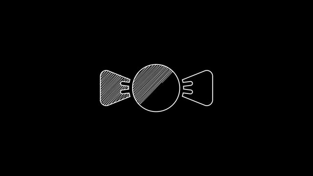 White line Bow tie icon isolated on black background. 4K Video motion graphic animation