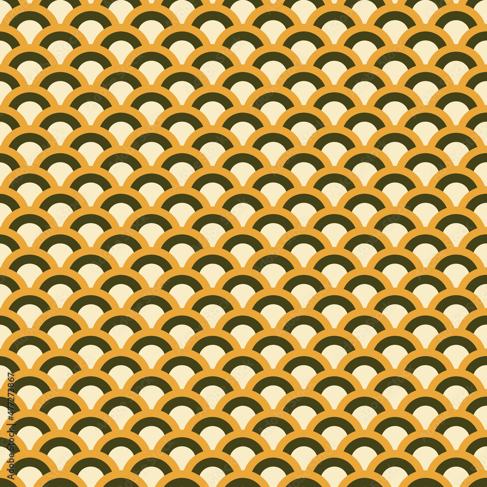 Poster scallop retro coloured seamless repeat pattern print background