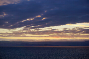 Beautiful sunset off the coast of Olkhon island