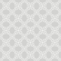 Seamless pattern with abstract white decorative ornament on gray background. Fabric texture swatch, seamless wallpaper. Vector illustration