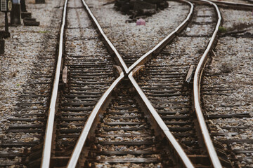 Fototapeta premium Railway textures in Thailand in vintage tones