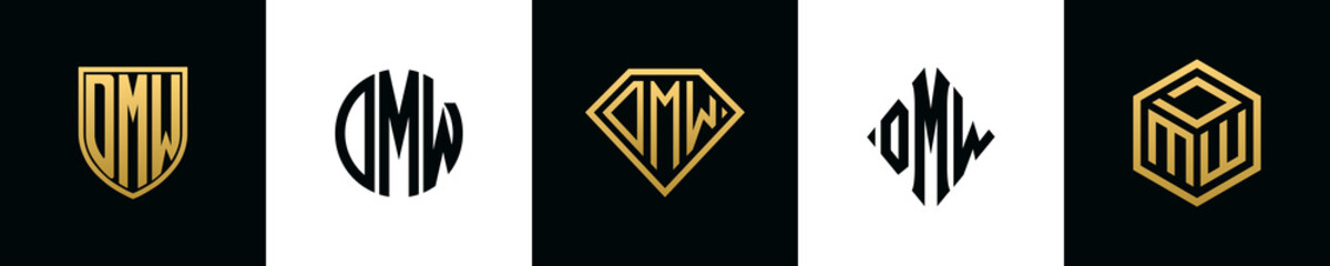 Initial letters DMW logo designs Bundle