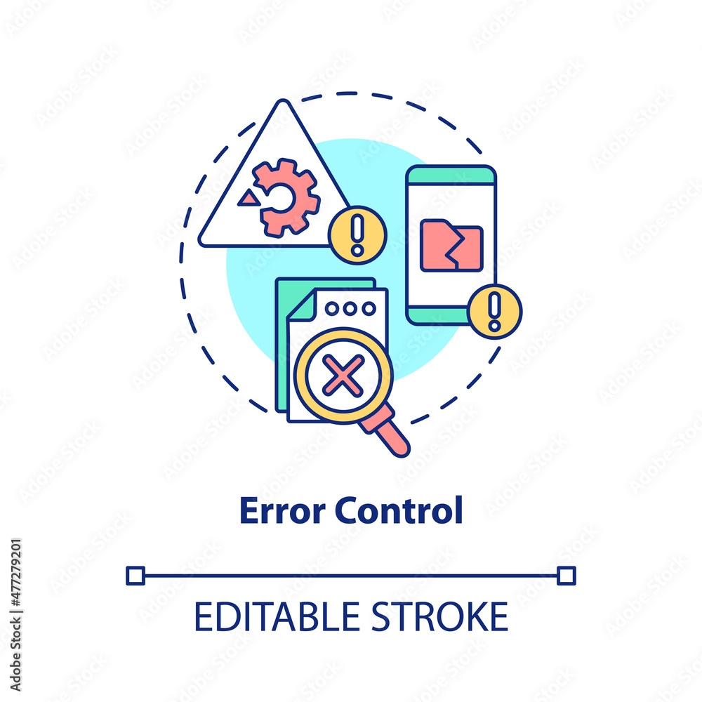 Poster error control concept icon. problem detection in software. coding abstract idea thin line illustrati