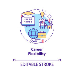 Career flexibility concept icon. Job in programming field. Coding abstract idea thin line illustration. Isolated outline drawing. Editable stroke. Roboto-Medium, Myriad Pro-Bold fonts used