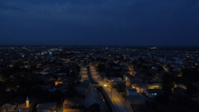 night view of konya aksehir city