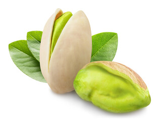 Delicious pistachios, isolated on white background