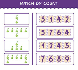 Match by count of cartoon kohlrabi. Match and count game. Educational game for pre shool years kids and toddlers