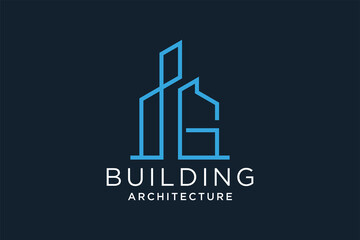 Fototapeta premium Letter G for Real Estate Remodeling Logo. Construction Architecture Building Logo Design Template Element.