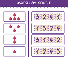Match by count of cartoon red onion. Match and count game. Educational game for pre shool years kids and toddlers