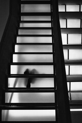 descente  sur l'escalier transparent