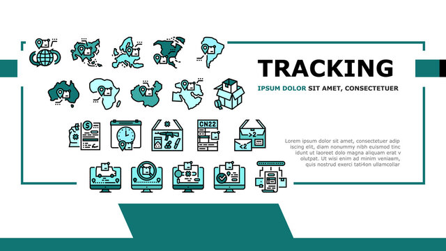 Shipment Tracking International Landing Web Page Header Banner Template Vector. Middle East Europe, China And Africa, Australia And Asia, South America And North America Shipment Tracking Illustration