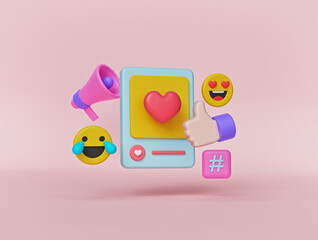 social media poster design for marketing, advertising, campaign. minimal elements. 3d rendering