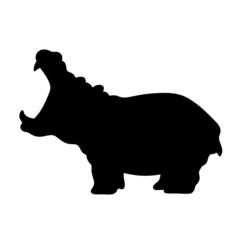 Hippo silhouette Hippo isolated illustration.