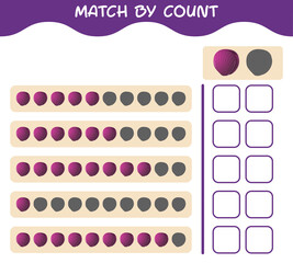 Match by count of cartoon red cabbage. Match and count game. Educational game for pre shool years kids and toddlers